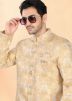 White Woven Dhoti With Sherwani