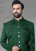 Green Woven Men Indo Western Sherwani