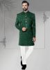 Green Woven Men Indo Western Sherwani