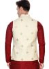 Cream Embroidered Rayon Nehru Jacket