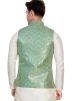Green Embroidered Jacquard Nehru Jacket