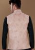 Peach Woven Men Nehru Jacket