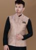 Peach Woven Men Nehru Jacket
