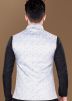 White Men Jaquard Nehru Jacket In Woven Work