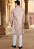 Mauve Pink Embroidered Indo Western Sherwani