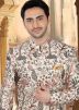 Cream Readymade Embroidered Sherwani Set