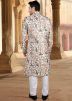 Cream Readymade Embroidered Sherwani Set