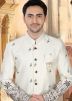 Cream Embroidered Indo Western Sherwani For Men