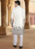 Cream Embroidered Indo Western Sherwani For Men