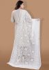 White Net Dupatta In Thread Embroidery