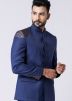 Navy Blue Terry Rayon Bandhgala Jodhpuri Suit