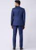 Navy Blue Terry Rayon Bandhgala Jodhpuri Suit
