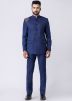 Navy Blue Terry Rayon Bandhgala Jodhpuri Suit