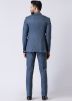 Blue Checked Men Bandhgala Jodhpuri Suit