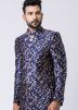 Dark Blue Printed Bandhgala Jodhpuri Suit