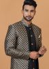 Black Woven Men Indo Western Sherwani