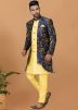 Yellow Woven Jacket Style Indo Western Sherwani Set