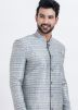 Readymade Grey Woven Indo Western Sherwani