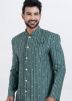 Blue Printed Indo Western Sherwani For Men