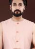 Pink Embroidered Indo Western Sherwani In Jacquard