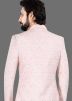 Pink Embroidered Indo Western Sherwani In Jacquard