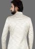 Silver Woven Men Indo Western Sherwani Set