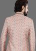 Pink Men Embroidered Brocade Sherwani Set