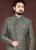 Mehendi Green Woven Indo Western Sherwani