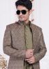 Army Green Embellished Indo Western Sherwani