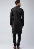 Black Readymade Cotton Kurta With Churidar