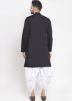 Black Asymmetric Overlapped Kurta With Dhoti