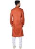 Readymade Orange Linen Kurta Pyjama Set