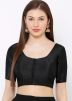 Shop Black Plain Dupion Silk Readymade Blouse Online