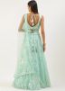 Turquoise Sequins Embellished Net Lehenga Choli