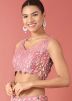 Pink Sequins Embellished Lehenga Choli In Net