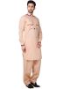 Readymade Peach Linen Pathani Suit Set
