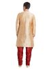 Beige Art Silk Sherwani Breeches Readymade Set