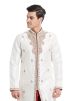 White Art Silk Sherwani Breeches Readymade Set