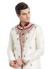 White Art Silk Readymade Sherwani Breeches Set