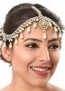 Stone Studded Beaded White Matha Patti