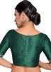Green Color Dupion Silk Saree Blouse 