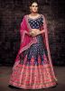 Navy Blue Brocade Lehenga Choli With Dupatta