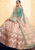 Pastel Peach Embroidered Satin Lehenga Choli