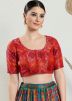 Red Color Brocade Saree Blouse 