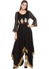 Readymade Black Cotton Asymmetric Long Kurta