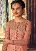 Coral Peach Front Slit Embroidered Sharara Kids Suit