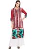 Readymade Red Cotton Straight Cut Long Kurta