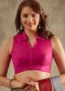 Pink Color Linen Saree Blouse 