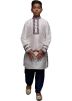 White Readymade Kids Kurta Churidar Set