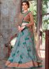Silk Floral Digital Print Turquoise Lehenga Choli Online Shopping USA